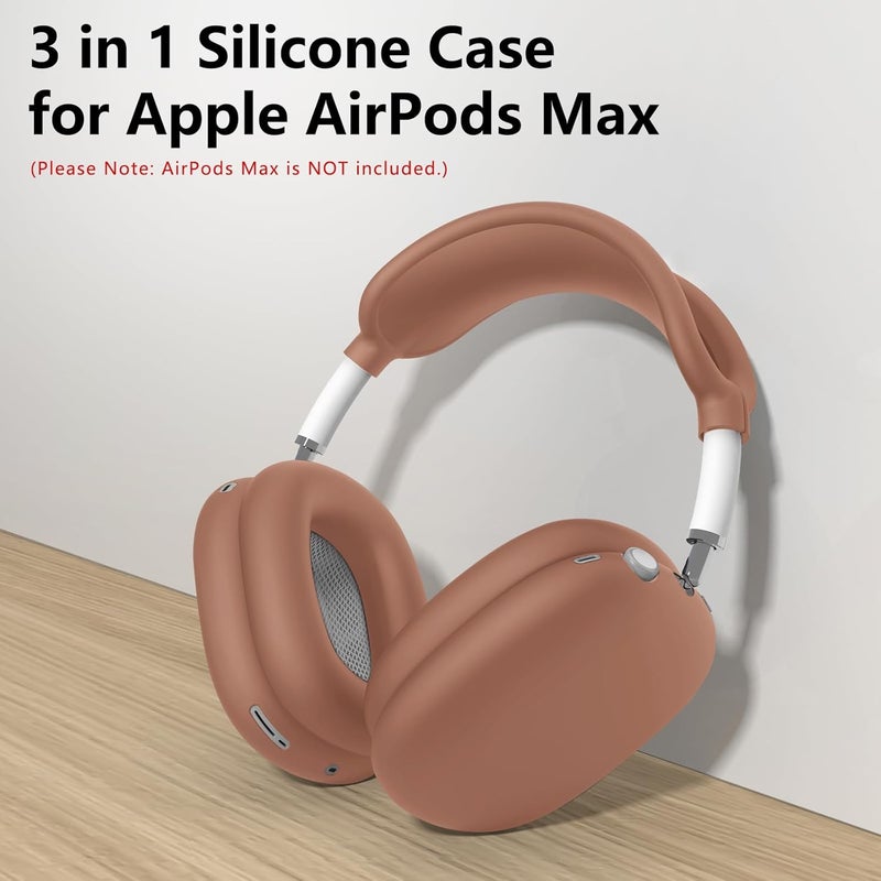 MINDRESY Silicone Case Cover for AirPods Max Headphones, Ear Pad Case Cover/Ear Cups Cover/Headband Cover for AirPods Max (USB-C/Lightning)(2024/2020),Accessories Silicone Protector for Apple AirPod Max, Dune - Image 2